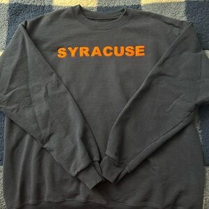 Hanes Men's Black Crewneck Sweater with Orange Syracuse Logo